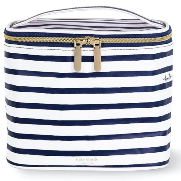 Kate spade white navy painted stripe travel lunch cooler bag nwt - Picture 2 of 4